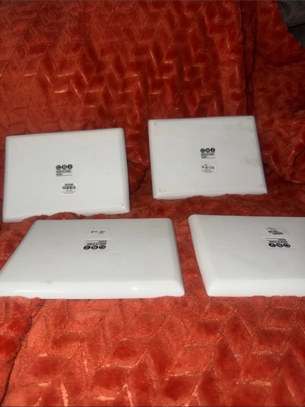 CB2 Rare Stick Figure Comic Food Art Rectangular Appetizer Plates Set of 4